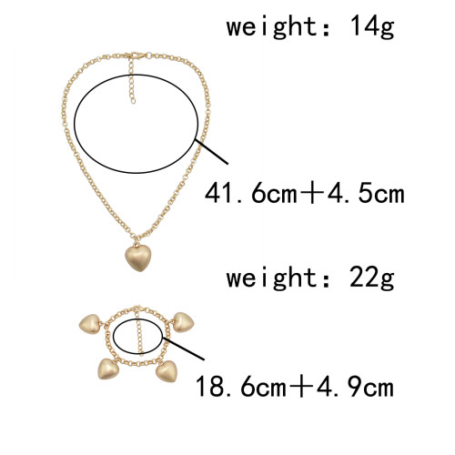 N-7417 Fashion Gold Chain Heart Pendant Necklaces & Bracelets Sets for Women Bohemian Party Holiday Jewelry Set