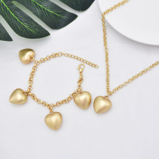 N-7417 Fashion Gold Chain Heart Pendant Necklaces & Bracelets Sets for Women Bohemian Party Holiday Jewelry Set
