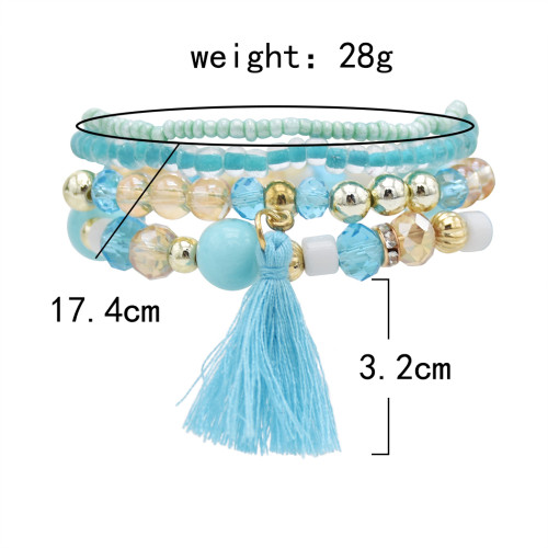 B-1083  4pcs/set colorful beads crystal tassel bracelet women trendy gift jewelry