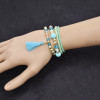 B-1083 4pcs/set colorful beads crystal tassel bracelet women trendy gift jewelry