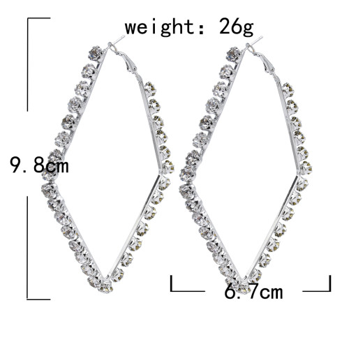 E-5915  Fashion Big Hoop Earrings Shiny Zircon Delicate Earrings Girl Party Accessories