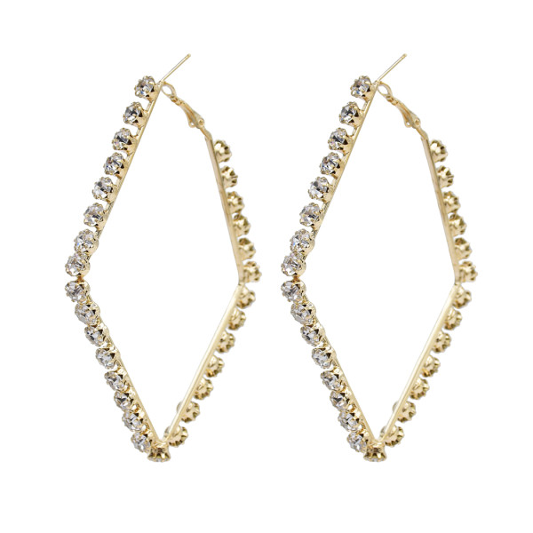 E-5915 Fashion Big Hoop Earrings Shiny Zircon Delicate Earrings Girl Party Accessories