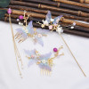 F-0800  New Women Hanfu Pearl Long Tassel Flower Hair Sticks Hairpins Hair Combs Set Chinese Style Hair Accessories