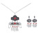 N-7418  Vintage silver color stone tassel necklace earring set female bohemian gypsy party jewelry set