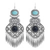 E-5919  Vintage Ethnic Carved Flower leaves tassel earrings Gypsy Jewelry