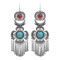 E-5920  Vintage Ethnic Carved Flower Turquoise tassel Earrings Gypsy Party Jewelry Gift