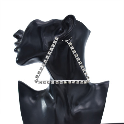 E-5921  Fashion Simple Metal Diamond Earrings Fashion Big Triangle Earrings Women Party Jewelry Gifts
