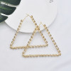 E-5921 Fashion Simple Metal Diamond Earrings Fashion Big Triangle Earrings Women Party Jewelry Gifts
