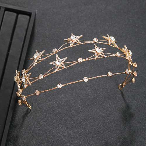F-0804  New Korean Style Star Shape Crystal Rhinestone Hairbands Crowns Women Bridal Wedding Hair Accessories