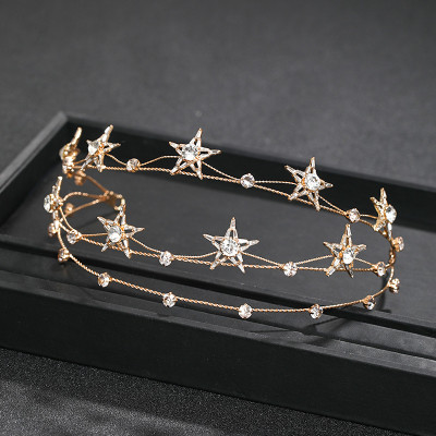 F-0804  New Korean Style Star Shape Crystal Rhinestone Hairbands Crowns Women Bridal Wedding Hair Accessories