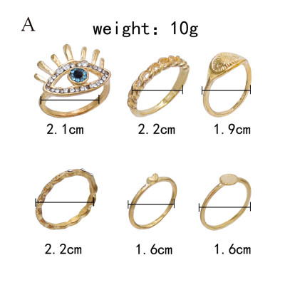 R-1529   2 style bohemian retro eyes/sun diamond joint nail ring finger ring punk ring