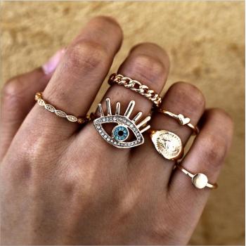 R-1529   2 style bohemian retro eyes/sun diamond joint nail ring finger ring punk ring