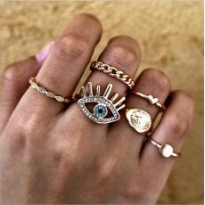 R-1529   2 style bohemian retro eyes/sun diamond joint nail ring finger ring punk ring