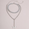 N-7421 Gold Silver Butterfly Pendant Choker Necklaces for Women Fashion Layered Thick Chain Y Necklace