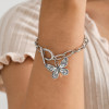 B-1086 Vintage Silver Thick Chain Butterfly Pendant Bracelet Party Gift Women Jewelry