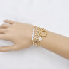 B-1087  4Pcs/Set Bohemian Gold Chain Leaf White Acrylic Beads Stone Bracelets for Women Party Jewelry Gift