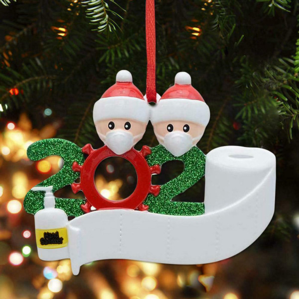 Personalized Name by Yourself Christmas Ornament Kit with Mask 2020 Quarantine Survivor Family Customized Christmas Decorating Kit Creative Decoration Gift for Family