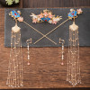 F-0807 Hanfu headdress hairpin earrings tassels full set of ancient style hair crown set step by step ancient costume hair comb jewelry Sets