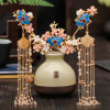 F-0807  Hanfu headdress hairpin earrings tassels full set of ancient style hair crown set step by step ancient costume hair comb jewelry Sets