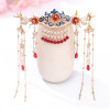 F-0808 Hair comb insert comb Hanfu antique fringed headdress Red retro hair crown earrings sets Bride costume headdress Jewelry set