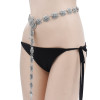 N-7426  Boho Vintage Silver Tassel Bells Body Chain for Women Indian Ethnic Dance Waist Chain