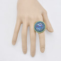 R-1535  Bohemian Vintage Golden Color Woven Cloth Adjustable Finger Ring Women Gypsy Jewelry