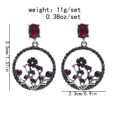 E-5943  Vintage Leaf Flower Crystal Rhinestone Drop Earrings for Women Bridal Wedding Party Jewelry Gift