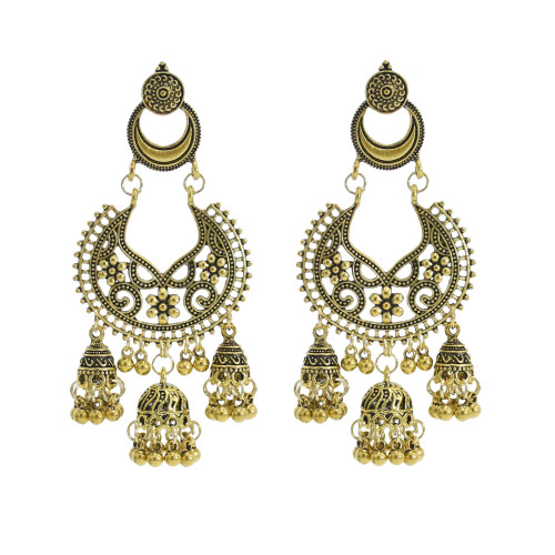 E-5946  Vintage Palace Silver Zamak Indian Bells Tassel Earrings With Bird Cage For Women Jewelry