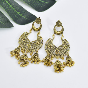 E-5946  Vintage Palace Silver Zamak Indian Bells Tassel Earrings With Bird Cage For Women Jewelry