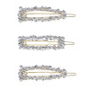F-0815 3Pcs/Set Full Crystal Rhinestone Geometric Hairpins Hair Clips for Women Girl Holiday Party Hair Accessories