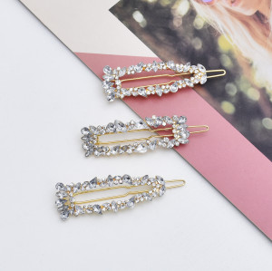 F-0815  3Pcs/Set Full Crystal Rhinestone Geometric Hairpins Hair Clips for Women Girl Holiday Party Hair Accessories
