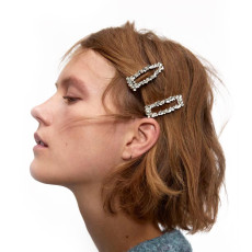 F-0815  3Pcs/Set Full Crystal Rhinestone Geometric Hairpins Hair Clips for Women Girl Holiday Party Hair Accessories