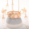 F-0816 Hanfu Accessories Golden Crane Hair Crown Antique Luxury Pearl Two-step Shake Bride Xiuhe Dress Headdress