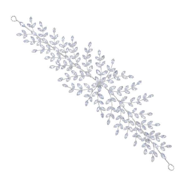 F-0819 Silver transparent rhinestone leaves bridal hair accessories party holiday wedding women accessories