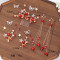 F-0818  Vintage Red Pearl Crystal Butterfly Star Hairpins Hair Combs Earring Sets for Bridal Wedding Hair Accessories