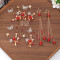 F-0818  Vintage Red Pearl Crystal Butterfly Star Hairpins Hair Combs Earring Sets for Bridal Wedding Hair Accessories