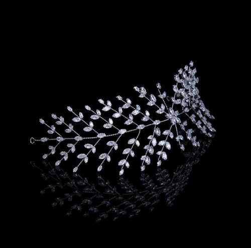 F-0819 Silver transparent rhinestone leaves bridal hair accessories party holiday wedding women accessories