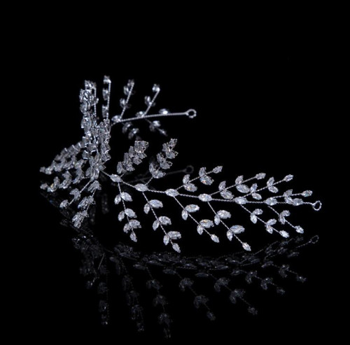 F-0819 Silver transparent rhinestone leaves bridal hair accessories party holiday wedding women accessories