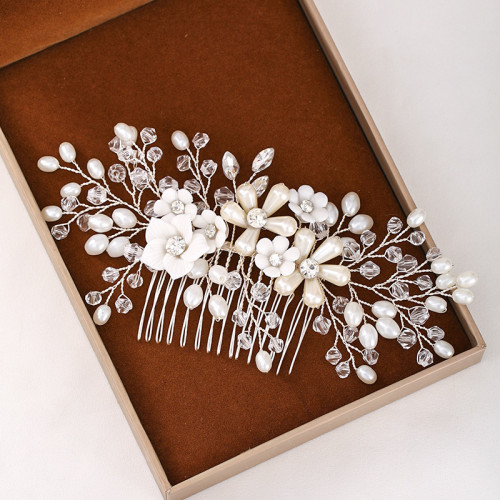 F-0822 korean magic hair comb handmade pearl flower hairband hair accessories bridal Jewelry