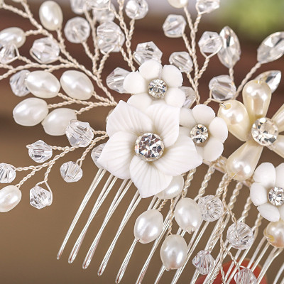 F-0822 korean magic hair comb handmade pearl flower hairband hair accessories bridal Jewelry