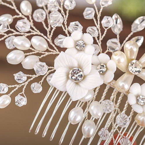 F-0822 korean magic hair comb handmade pearl flower hairband hair accessories bridal Jewelry