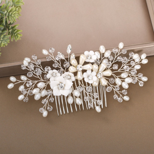 F-0822 korean magic hair comb handmade pearl flower hairband hair accessories bridal Jewelry