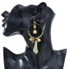 E-5949  Vintage golden bells green stone pendant transparent crystal earrings gift women jewelry