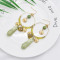 E-5949  Vintage golden bells green stone pendant transparent crystal earrings gift women jewelry