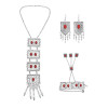 N-7434 Vintage Silver Metal Red Stone Necklace Bracelet Earrings Sets for Women Bohemian Gypsy Party Jewelry Sets