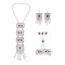 N-7434 Vintage Silver Metal Red Stone Necklace Bracelet Earrings Sets for Women Bohemian Gypsy Party Jewelry Sets