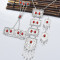 N-7434 Vintage Silver Metal Red Stone Necklace Bracelet Earrings Sets for Women Bohemian Gypsy Party Jewelry Sets