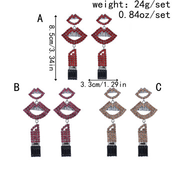 E-5951 Vintage mouth rhinestone drop earrings bridal wedding party gift women jewelry