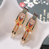 E-5953 Creative Cartoon Nutcracker Enamel Earrings for Women Girls Pearl Dangle Earrings Christmas Jewelry Gift
