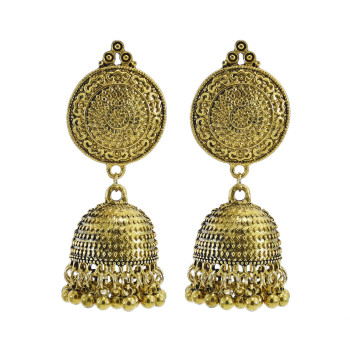 E-5958 Vintage Indian Jhumka Earrings for Women Bohemian Gold Silver Metal Bells Tassel Earring Gypsy Party Jewelry Gift